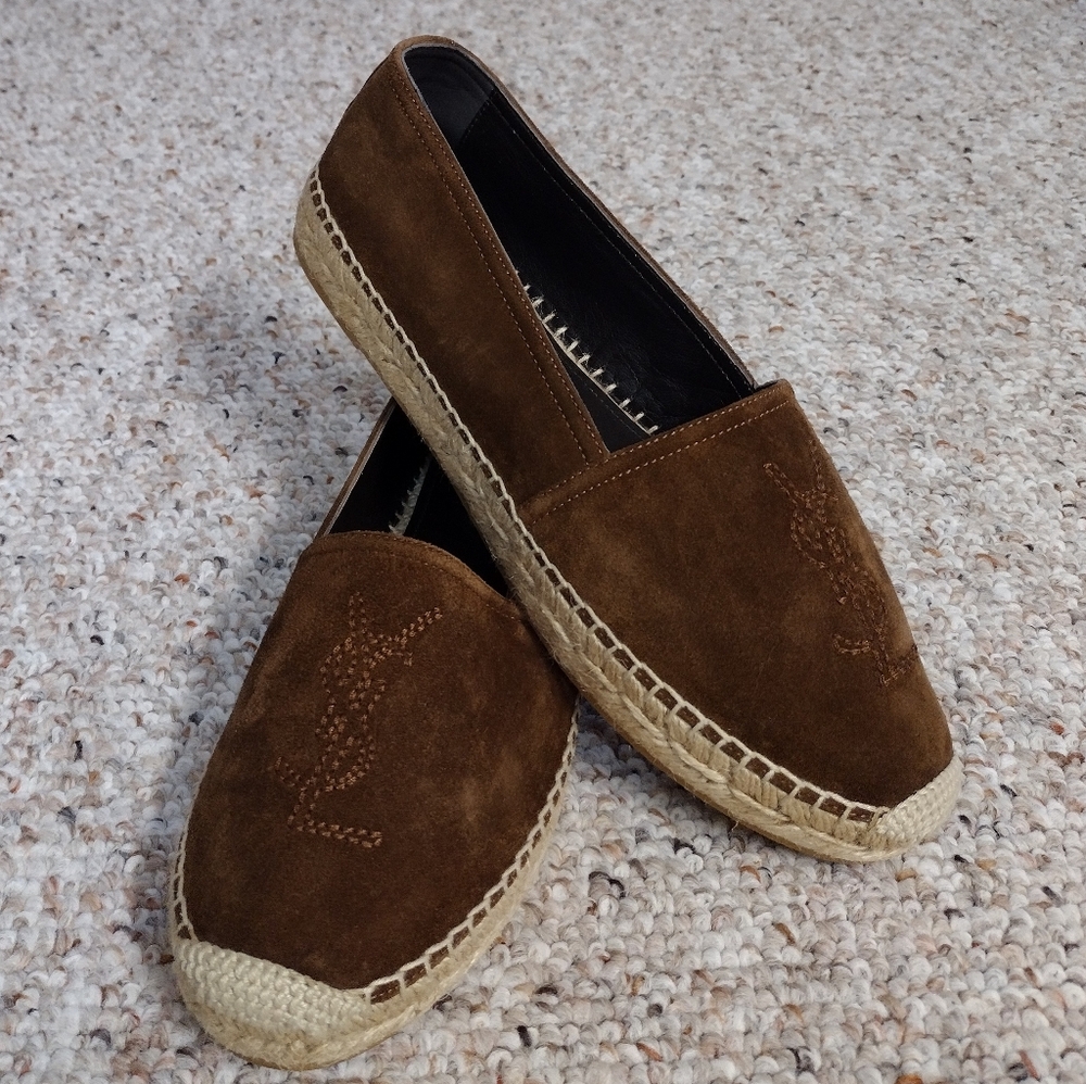 NEW-  SAINT LAURENT - SUEDE ESPADRILLES WOMEN'S SHOES  SIZE :7.5